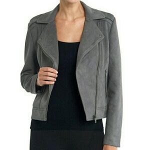 Philosophy Gray Suede Moto Jacket